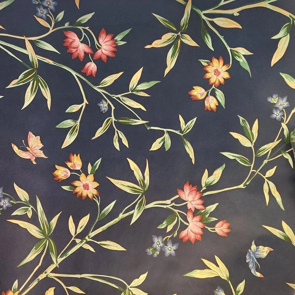 Vintage Waverly Wallpaper Roll 60.75 Sq Ft Floral Butterfly Botanical Print